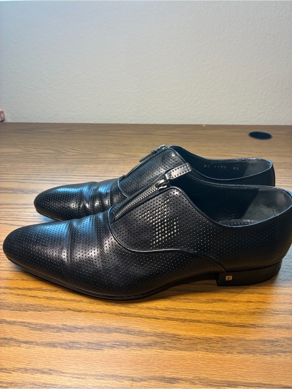 Louis Vuitton Black Perforated Leather Zip-Front Derbys - Picture 10 of 12